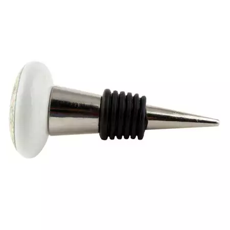 Green Floral Flat Ceramic Wine Bottle Stopper